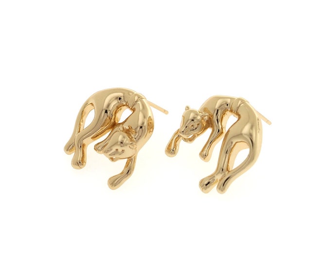Leopard Stud Earrings,Leopard Earrings,Pierced Earrings,18K Gold Filled Animal Earrings,Gift For Her,20x20x7mm