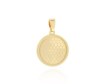 Round Pendant, Coin Necklace, 18K Gold Filled Disc Necklace, Gold Coin Pendant, DIY Jewelry Supplies, 20.5x14x1.8mm