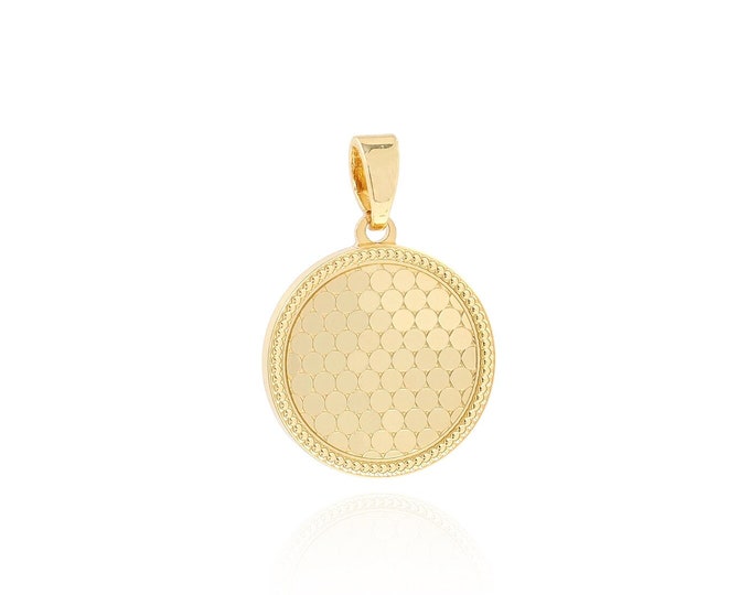 Round Pendant, Coin Necklace, 18K Gold Filled Disc Necklace, Gold Coin Pendant, DIY Jewelry Supplies, 20.5x14x1.8mm