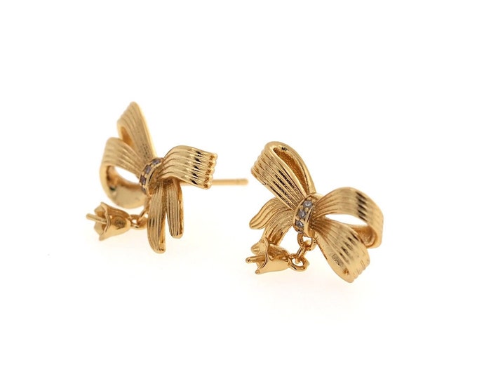 Bell Bow Earrings,18K Gold Filled Bow Earrings,Dainty Exquisite Earrings, Bow Hoops,A Gift For Her, 17x21.5x3.5mm