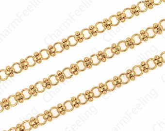 1 Meter, Exquisite Chain Necklace, Brass Gold-Plated Chain, 18K Gold Filled Round Twisted Chain, Welded Chain, Gold-Plated Discovery, 7mm