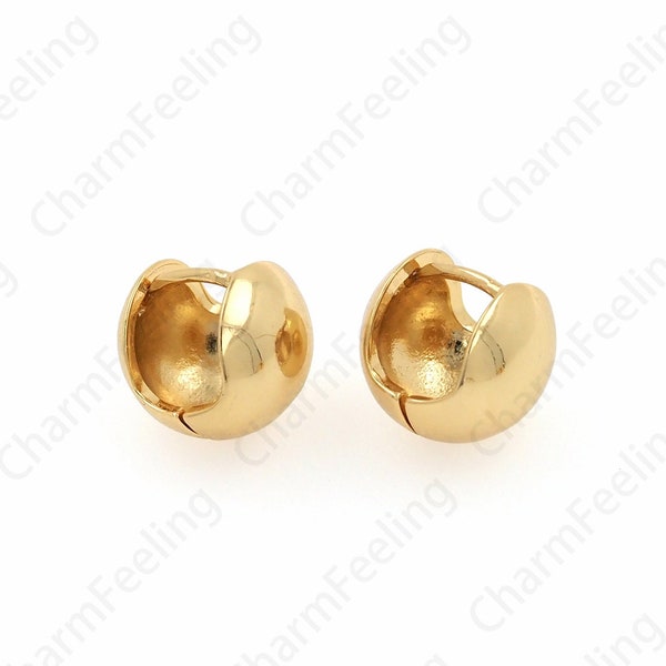 Ball Earrings, 18K Gold Filled Ball Earrings, Half Round Earrings, Dainty Earrings, DIY Jewelry Supplies, 11.5x11x10.5mm