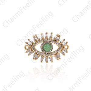 Gold Filled Hollow Eye Charm, Cubic Zirconia Eye Connector, Eye Charm, DIY Jewelry Making Accessories 14.5x21x3.3mm