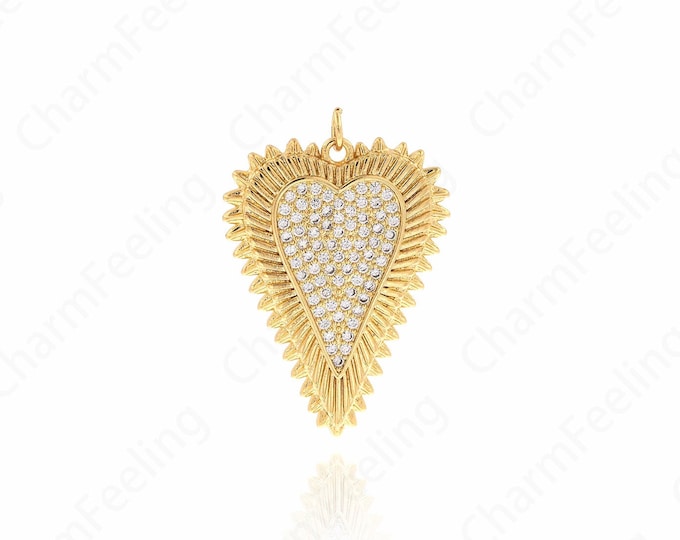 Love Necklace,Love Charm, 18K Gold Filled Heart Charm, Heart Pendant, DIY Jewelry Accessories, 38x26.3x3mm