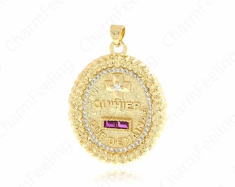 Dainty Cross Necklace, 18K Gold Filled Oval Pendant, Cross Charm,Religious Charm, Christian Charm, DIY Jewelry Accessories, 37.7x26.2x2.6mm
