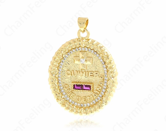 Dainty Cross Necklace, 18K Gold Filled Oval Pendant, Cross Charm,Religious Charm, Christian Charm, DIY Jewelry Accessories, 37.7x26.2x2.6mm