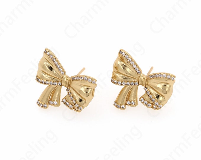 Butterfly Jewelry, Dainty Butterfly Stud Earrings,Butterfly Earrings, 18K Gold Filled Insect Earrings,DIY Jewelry Supplies, 19x19x18mm