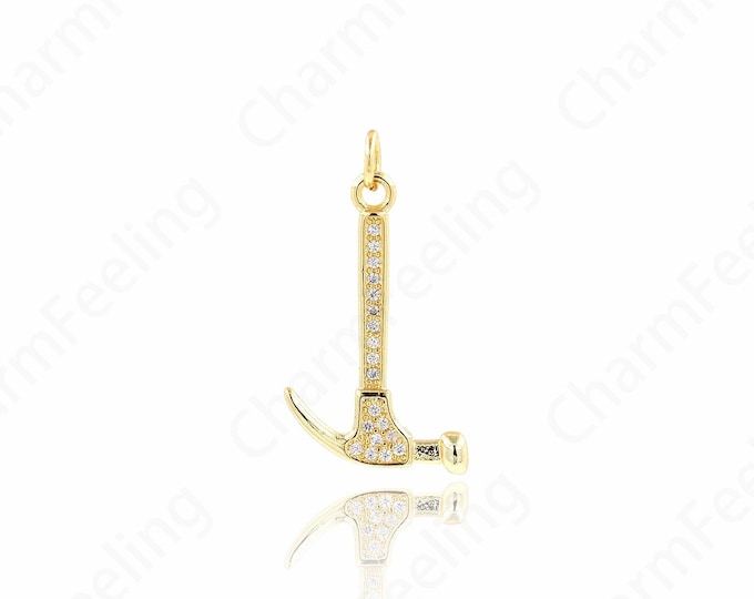 Gold Hammer Charm, 18K Gold Filled Hammer Charm, Hammer Pendant, Silver Hammer Pendant, Tiny Hammer Charm, Hammer Tool Charm,15.5x27.2x2.5mm
