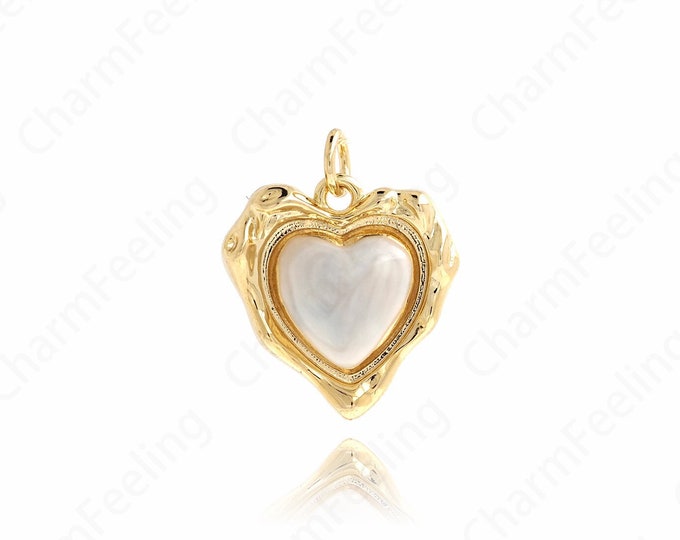 18K Gold Filled Heart Jewelry, Gold Heart Pendant, MicroPave CZ Heart Necklace,Heart Pendant, DIY Jewelry Making Accessories 20x16.5x4.5mm
