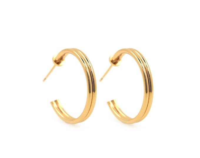 18K Gold Filled Thin Earrings,Pierced Earrings,Earring Charm,Round Earrings,Thin Earrings,Layered Earrings,DIY Earring Accessories,23x2.5mm