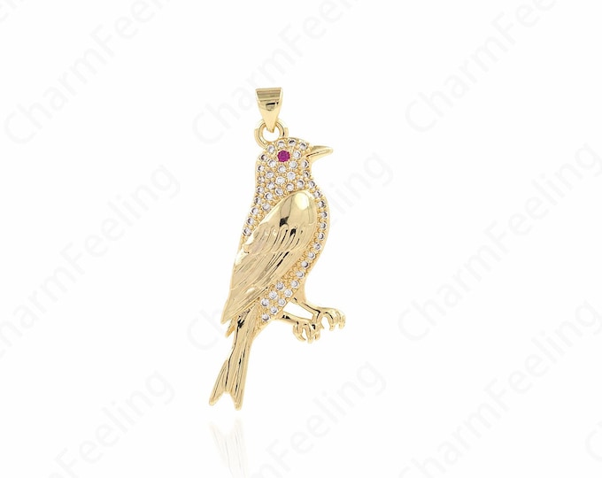 18K Gold Filled Eagle Pendant,Bird Charm,Eagle Charm,Round Charm Eye Necklace,DIY Jewelry Supplies, 40x20x4.5mm