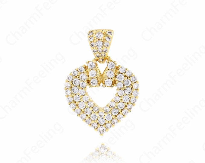 Micropavé CZ Love Necklace,18K Gold Filled Love Charm, Heart Pendant, Heart Charm, DIY Jewelry Accessories, 24.2x17x3.5mm