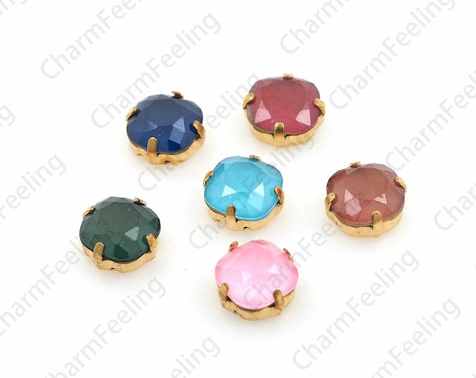 10pcs, Round Crystal Rhinestones, Crystal With Golden Claws, Sewing Decorative Gem Glass Beads, DIY Wedding Dress Accessories 10mm