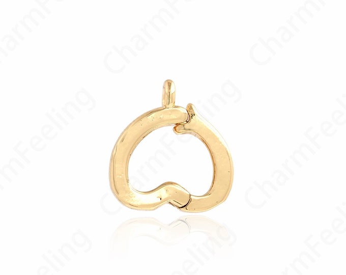 18K Gold Filled Snap Clasp,Geometric Clasp, Door Knocker, Heart-Shaped Clasp, Rectangular Clasp, Sliding Door Clasp,13x12x2.6mm