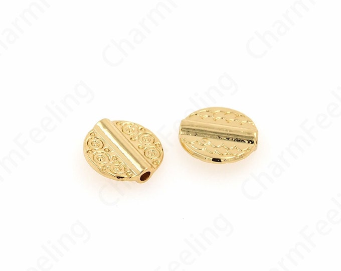 10pcs Alloy Jewelry Beads, 18K Gold Filled Round Spacer Beads, Bracelet Beads, Necklace Beads,DIY Jewelry Making Accessories 10x2.5mm