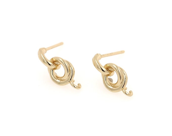 Fashion Earrings,Bow Earrings Accessories,Pierced Earrings,18K Gold Filled Knotted Earring,DIY Jewelry Supplies,16x7x2.5mm