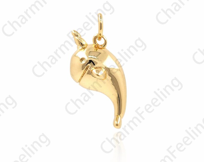 18K Gold Filled Narwhal Pendant,Narwhal Necklace,Marine Biological Jewelry,Animal Jewelry,Nautical Jewelry,DIY Jewelry Accessories 21x12x9mm