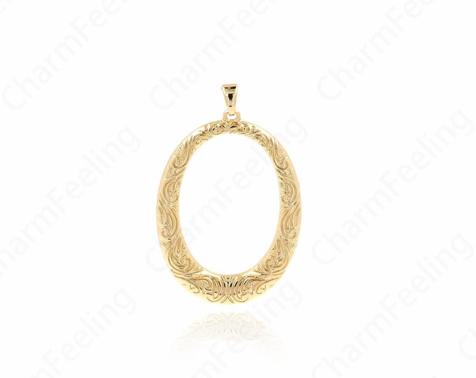 Hollow Teardrop Necklace,18K Gold Filled Drop Pendant, Dainty Charm,Drop Necklace, DIY Jewelry Accessories, 59x37x2.7mm
