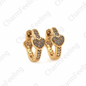18K Gold Filled Heart Earrings, Love Earrings, Hoop, DIY Jewelry Accessories 12x14mm 1 pair