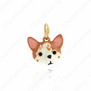 Enamel Dog Pendant, Loyal Dog Charm, Dog Lovers Necklace, 18K Gold Filled Dog Pendant, DIY Jewelry Components 12x11x3.5mm