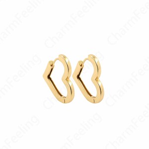 1 Pair Boho Earrings,18K Gold Filled Heart Earrings,Brass Gold Earrings,Heart Earrings,Love Earrings, 25x26.8x28mm