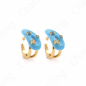 Doorboorde oorbellen, Twist Ear Clips, Dames Ear Clips, Email Ear Clip Oorbellen, 18K Gold Filled Simple Oorbellen, Cadeau voor haar, 18.2x19.5x8.5mm