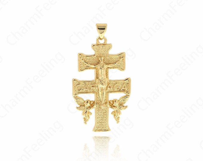 Cross jewelry,Religious Charm,Cross Charm,18K Gold Filled Cross Pendant,Micropavé CZ Christian Charm,DIY Jewelry Accessories,40.8x22x4.2mm
