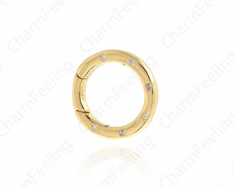 18K Gold Filled round clasp, Pull Gate ring,Gold Spring Ring,Gold Push Gate Ring 12.7x2mm