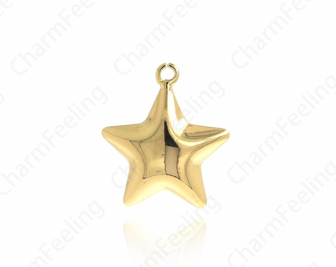 Dainty Pendant,Celestial Charm, 18K Gold Filled Star Jewelry, Pentagram Pendant, Micropavé CZ Star Charm, DIY Jewelry Supplies,18x16x6.5mm