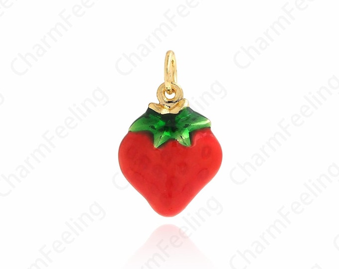 Strawberry Pendant,18K Gold Filled Fruit Necklace,Strawberry Necklace,Fruit Jewelry,Strawberry Charm,DIY Jewelry Accessories 18.5x11.5x4.5mm