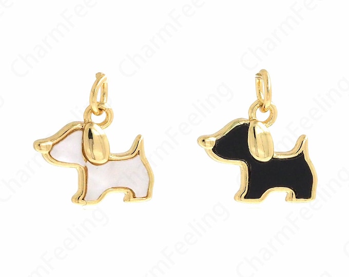 Dog Pendant, Pet Charm, 18K Gold Filled Shell Dog Charm, Pet Lover Charm, DIY Jewelry Supplies, 15x14.8x2.5mm
