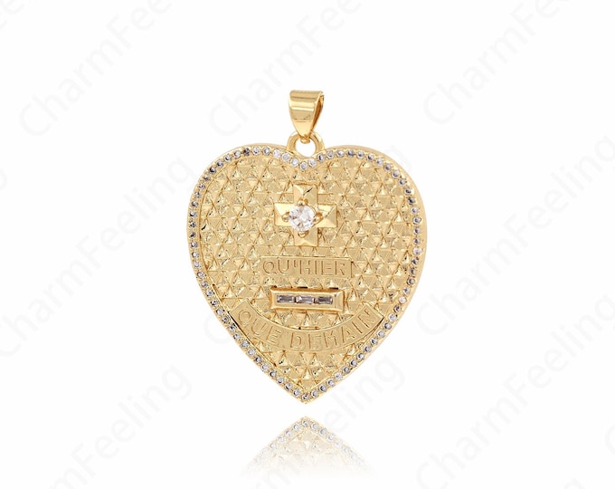 18K Gold Filled Big Heart-Shaped Necklace,Heart-Shaped Pendant,Heart Pendant, Heart Charm, DIY Jewelry Supplies,35x27.7x2.1mm