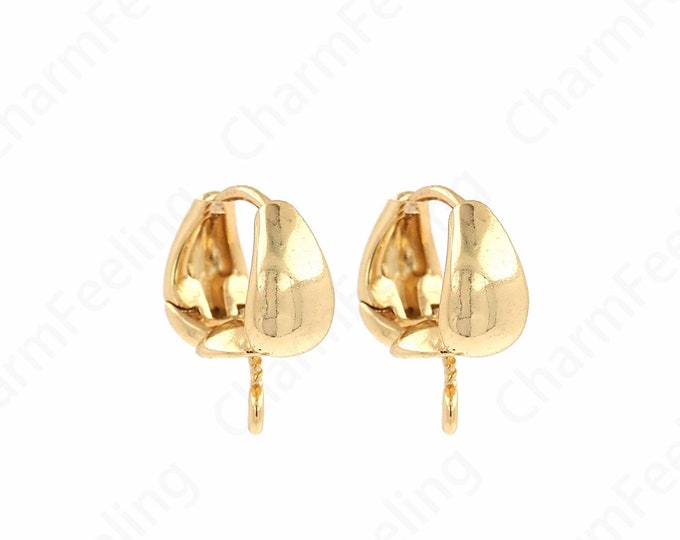 Gold Earrings,Dainty Earring Accessories,18K Gold Filled Thick Earrings,Hop Hoop Earrings,DIY Jewelry Supplies, 13.6x12.7x5.2mm