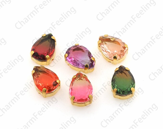 10pcs, Teardrop-Shaped Sewing Crystal, Teardrop Crystal With Claws, Multi-Color, Multi-Size Optional, DIY Clothing Production