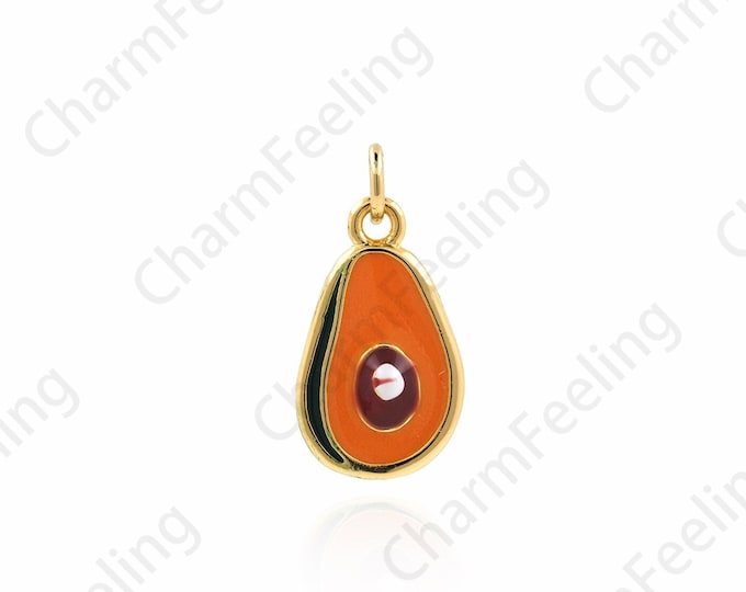 18K Gold Filled Avocado Pendant,Enamel Fruit Necklace,Enamel Pendant,Fruit Necklace,Avocado Necklace,DIY Jewelry Accessories,16.5x8.5x3mm