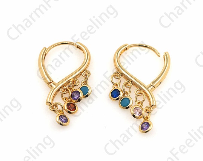 18K Gold Filled Pendant Earrings, Earring Pendants, Hollow Round Earrings, DIY Jewelry Accessories 28x15mm 1 pair