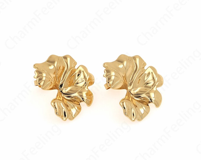 Gold Leaf Earrings,Boho Earrings,18K Gold Filled Branch Earrings,Gold Earrings Jewelry,Suitable For Anniversary Gifts 25.5x28x4mm