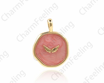 Enamel Angel Wing Pendant, Enamel Charm, Angel Wing Charm, DIY Jewelry Making Accessories 18.5×13.7×1.9mm 1pcs