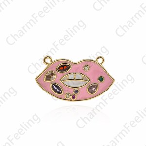 18K Gold Filled Lip Shape Pendant,Enamel Charm,Lip Shape Charm,Her Fashion Accessories,DIY Jewelry Making Components 16.5x29.5x2mm