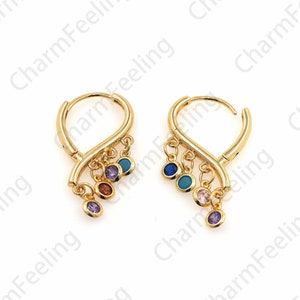 Orecchini pendenti pieni d'oro 18K, ciondoli per orecchini, orecchini rotondi cavi, accessori per gioielli fai-da-2 28x15 mm 1 paio