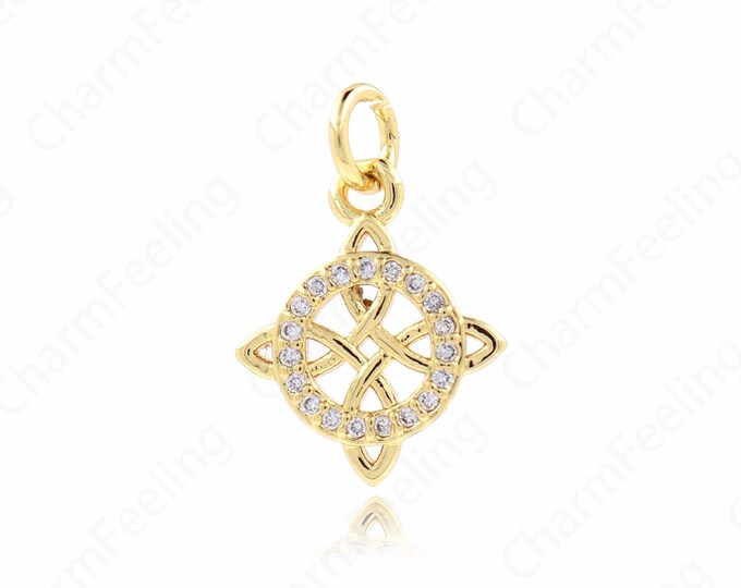 Alchemy Coin Pendant Micropavé CZ Round Animal Pendant,18K Gold Filled Round Necklace,Round Elephant Pendant,18x12x1.6mm