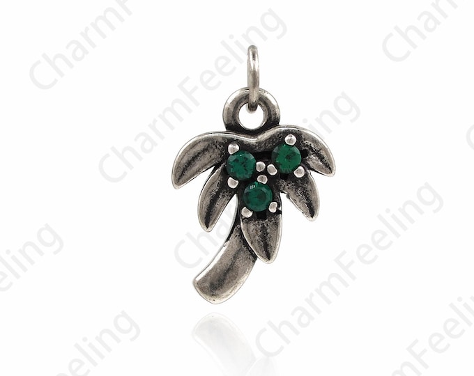 Coconut Tree Necklace Tree Pendant Micro-paved Plant Jewelry Beach Pendant Coconut Tree Bracelet Pendant Summer Exquisite Neckla 15x9.5x3mm