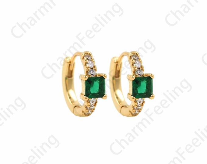 1 Pair 18K Gold Filled Round Earrings, Crystal Earrings, Hollow Earrings, Micro-pave CZ Exquisite Earrings, A Gift For Her, 12.5x15.5mm