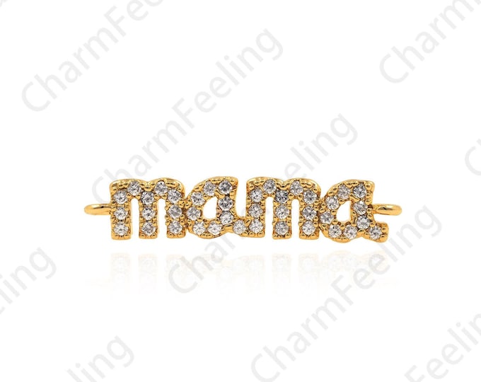 Mama Connector Cubic Zirconium Hydroxide Bracelet Necklace Charm, Mother's Day Gift  5*24*2mm 1pcs