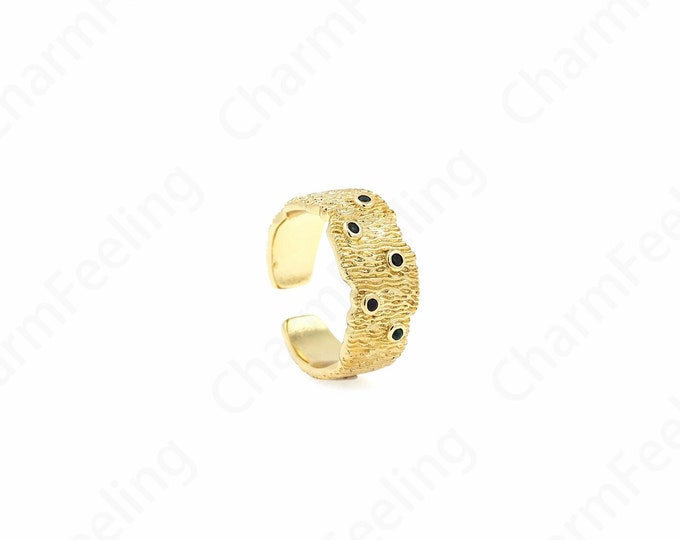 Thick Rings,Micropavé CZ Everyday Rings, Round Rings, 18K Gold Filled Adjustable Rings, Gold Open Rings, DIY Jewelry Supplies