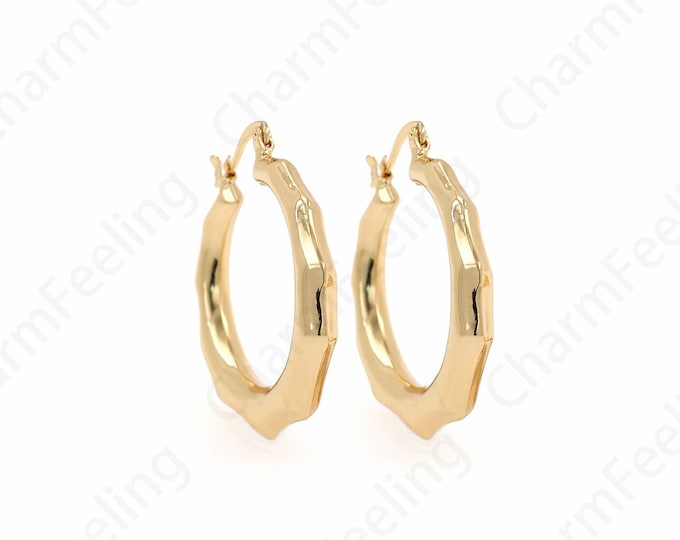 1 pair 18K Gold Filled Large Round Earrings, Minimalist Hoops, Super Cute Earring,Simple Round Hoops, 35.5x31x5mm