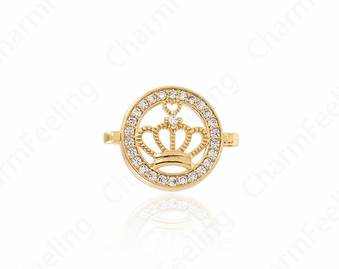 Micropavé CZ Crown Necklace, Crown Necklace, Crown Pendant, 18K Gold Filled King Crown Necklace, DIY Jewelry Accessories 21x16x4mm