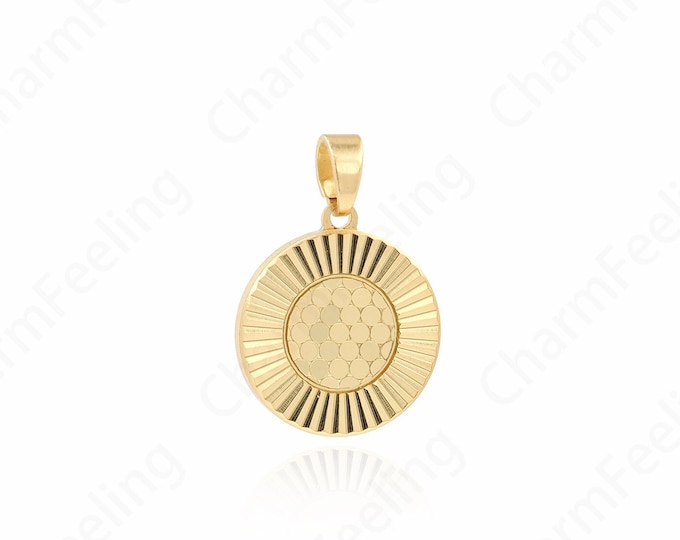 Gold Coin Pendant, Round Pendant, Coin Necklace, 18K Gold Filled Disc Necklace, DIY Jewelry Supplies, 20.5x14x1.6mm