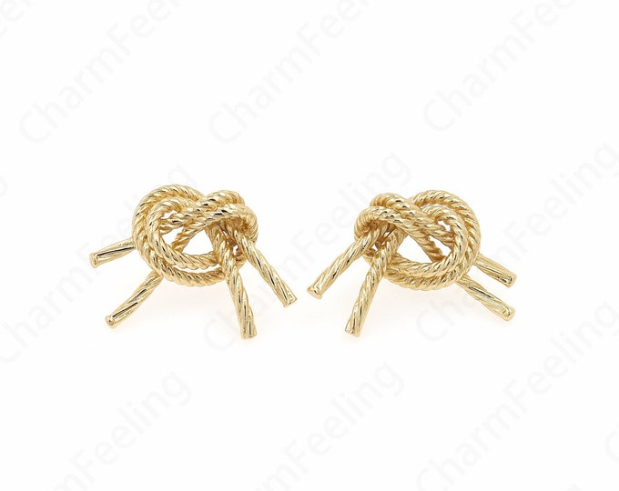Fashion Earrings,Dainty Knot Earrings,Pierced Earrings,18K Gold Filled Knotted Earring,Gift for Her,20x29x6mm