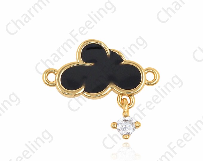 18K Gold Filled Enamel Cloud Connector, Weather Connector, Enamel Cloud Connector, DIY Bracelet Making Accessories 15x15.5x1.5mm